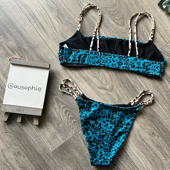 Blue life sapphire cheetah Bianca bikini top (L) & Mia bikini bottom (M). - Picture 7 of 10